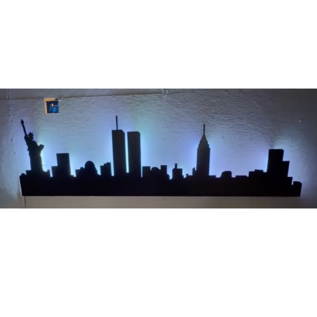 New York Skyline - Custom Metal Sign with LED Backlighting
