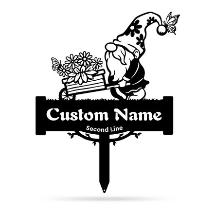 Personalized Metal Gnome Garden Art